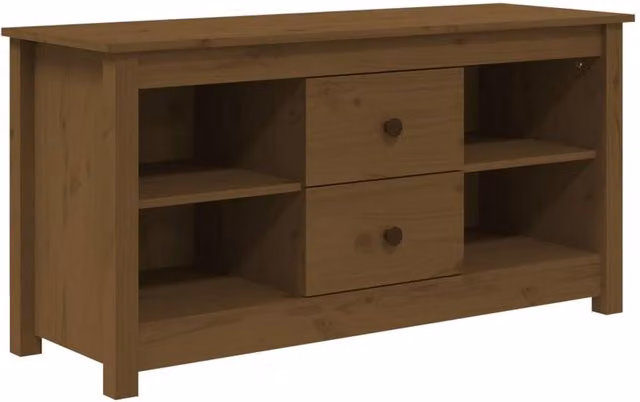 Berkfield Home Rustic Solid Wood Pine TV Cabinet in Honey Brown, W: 103 cm, D: 36.5 cm, H: 52 cm
