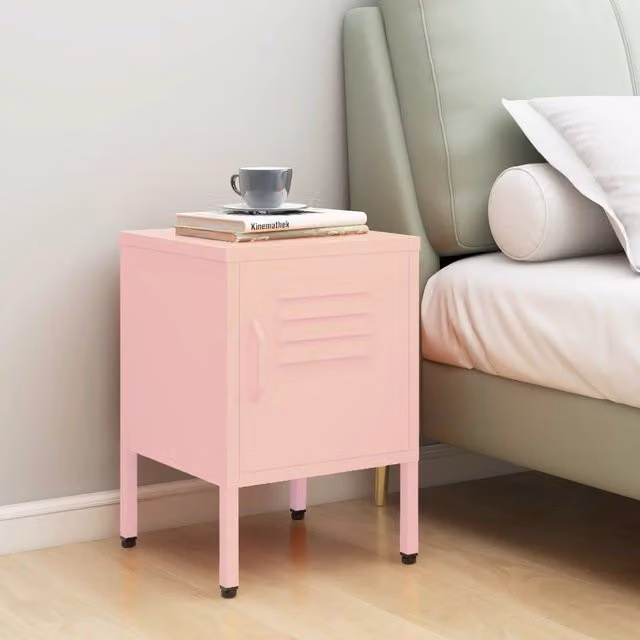 Berkfield Home Modern Pink Metal Nightstand W/D/H: 35 x 35 x 51 cm