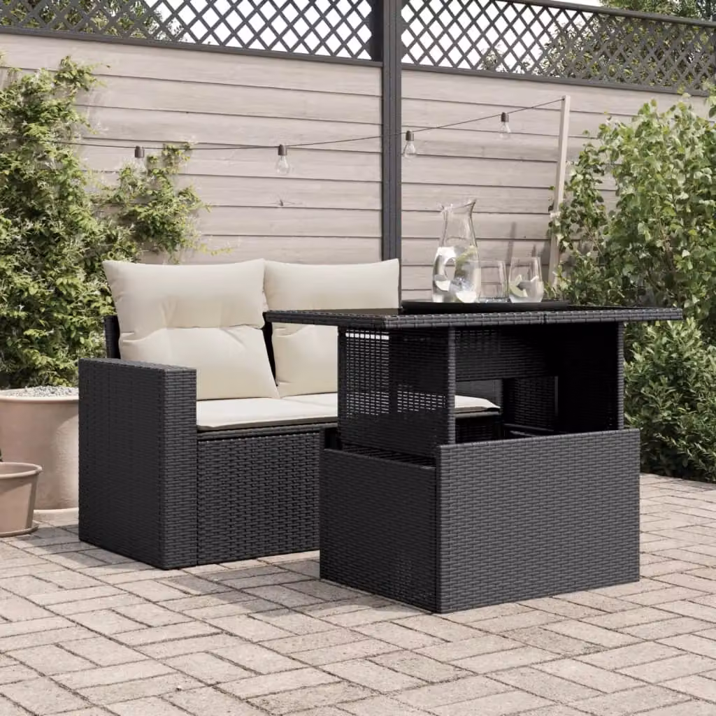 Berkfield Home Modern Garden Table with Glass Top, Black, W/D/H: 100 x 55 x 73 cm – 3