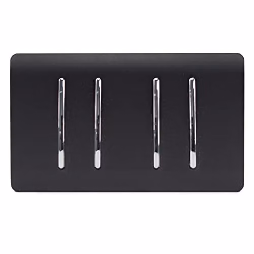 Trendi 4 Gang 2 Way Modern Plastic Surface Light Switch in Matt Black – 1
