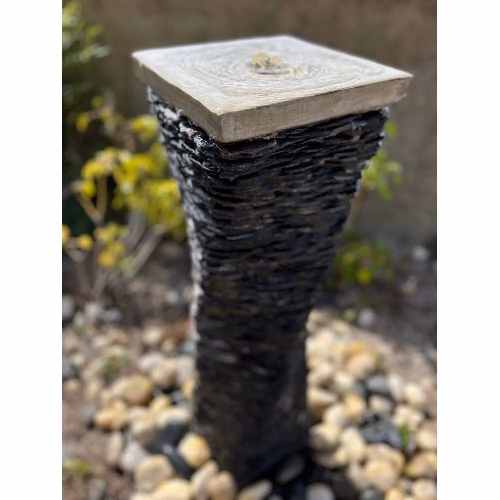 Buttercup Farm Multicolour Natural Slate and GRC Twist Cascade Water Feature with Pump and Light – 2