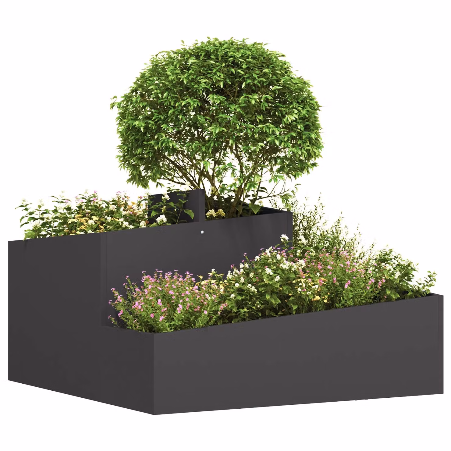 Berkfield Home Black Steel Planter Tub W/D/H: 80 x 80 x 50 cm – 3