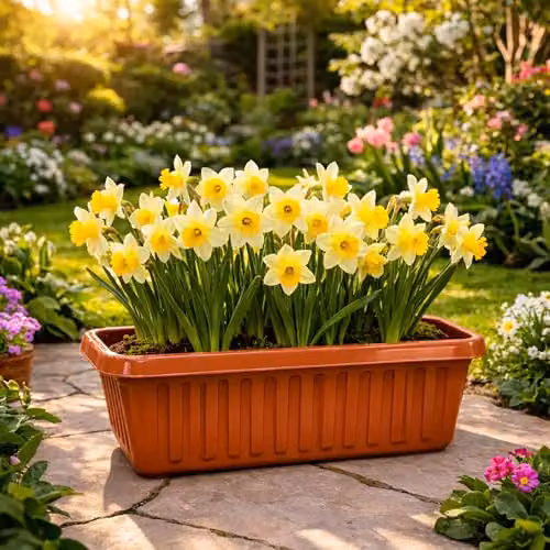 Simpa Plastic Chunky Trough Planter Pots, Set of 2, Terracotta and Brown, Length: 75 cm – 2
