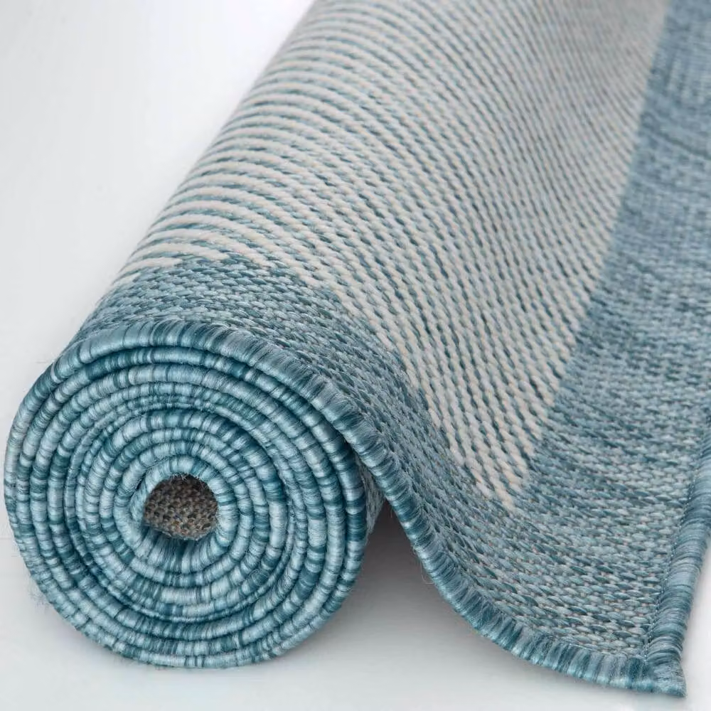THE RUGS Bordered Weather Resistant Indoor Outdoor Garden Patio Rug in Turquoise, W/D/H: 200 x 290 cm – 2