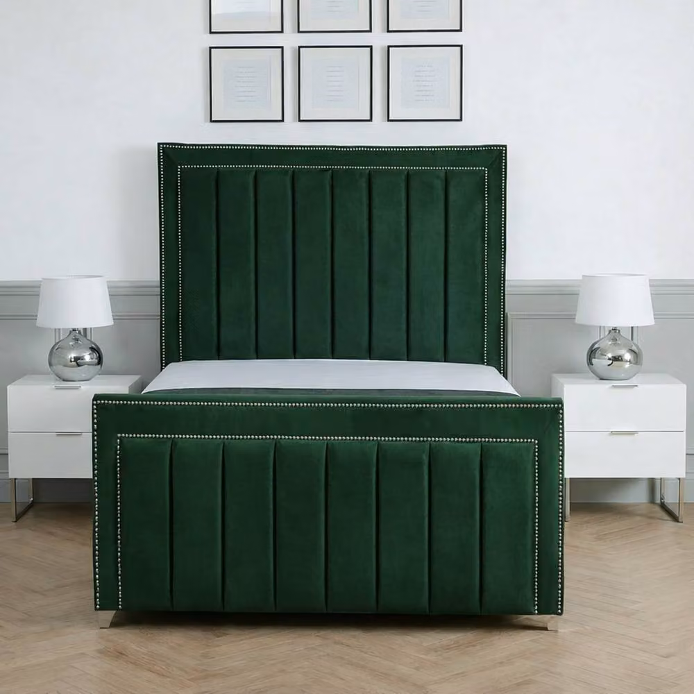 Living Comfort Bedz Royale Upholstered Velvet Gas Lift Storage Bed in Green, W/D/H: 140 x 200 cm – 2
