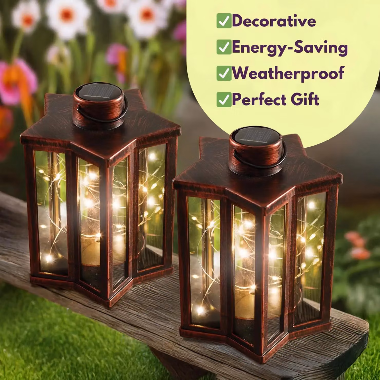 Marco Paul Solar Firefly Star Lanterns, 2 Pack, Bronze – 7