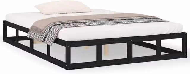 Berkfield Home Solid Pine Bed Frame in Black, W/D/H: 120 x 200 cm