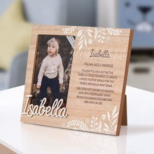 History & Heraldry Isabella Pre-personalised Child's Floral Picture Frame, Brown, 8.5 x 11 cm – 2