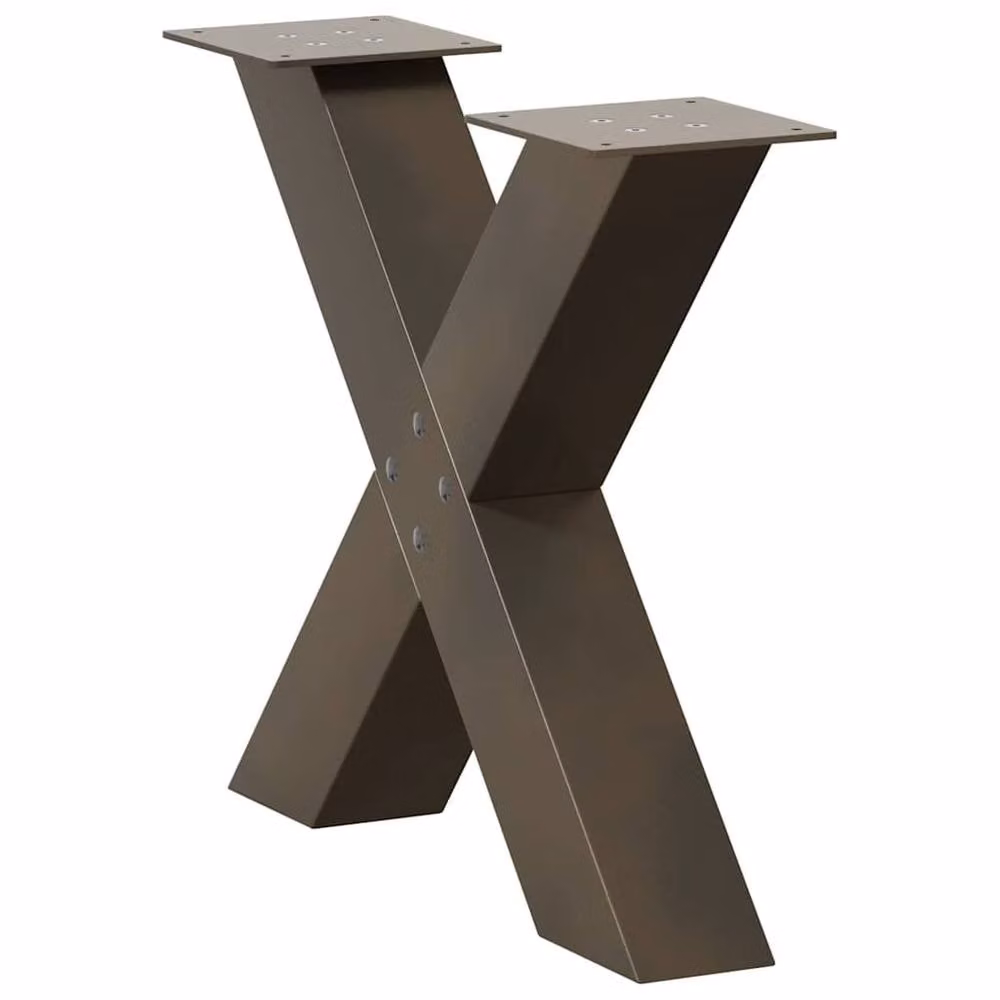 Berkfield Home X-Shaped Coffee Table Legs, 2 Pieces, Brown Steel, H: 50 cm, W: 42.5 cm, D: 42.5 cm – 2