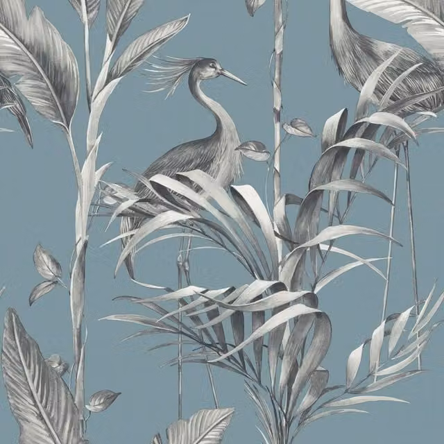World of Wallpaper Azzurra Leaf Botanical Floral Wallpaper in Blue