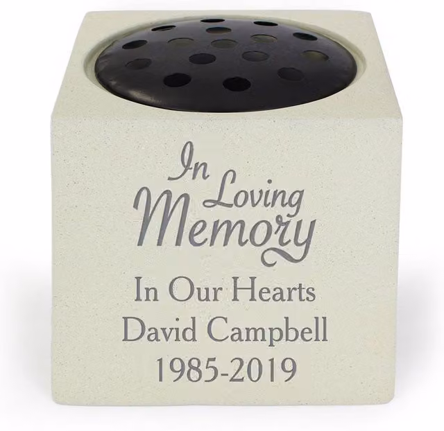 Personalised Memento Company In Loving Memory Memorial Vase in Light Sand – 1