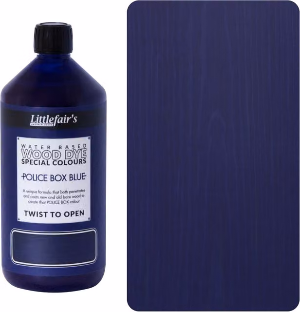 Littlefairs Opaque Wood Stain for Indoor and Outdoor Use, Police Box Blue, 1 l