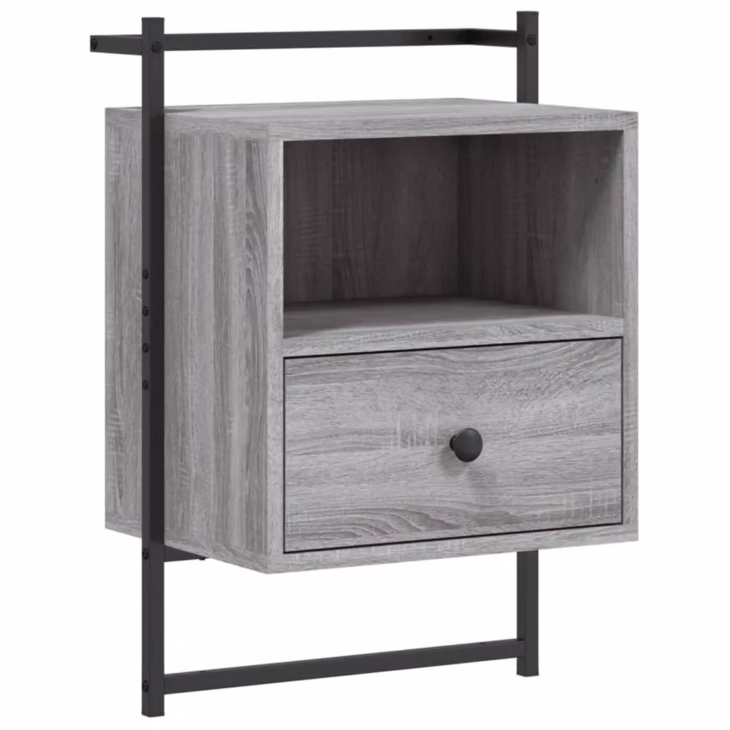 Berkfield Home Wall-mounted Grey Sonoma Bedside Cabinet, W/D/H: 40 x 30 x 61 cm – 2