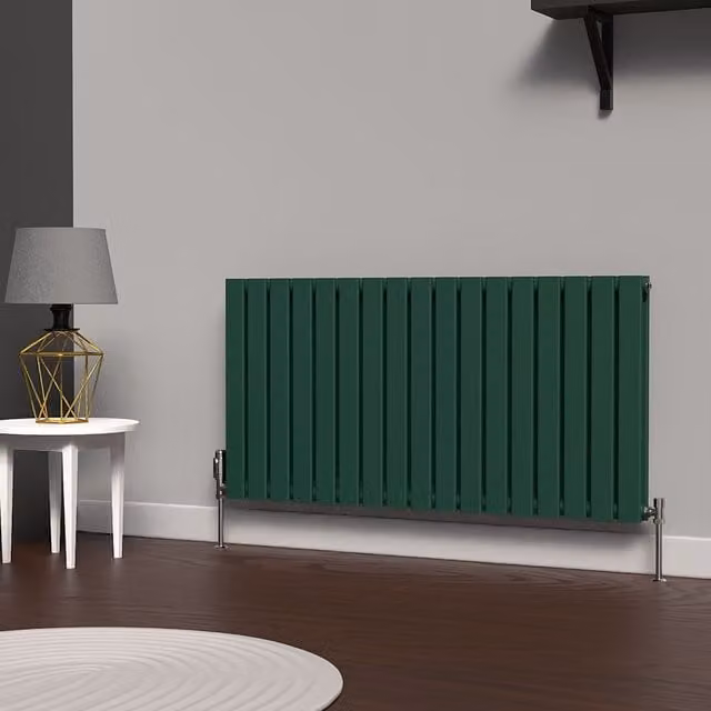 Lux Heat Flat Horizontal Double Steel Radiator in Green, W: 119 cm, H: 60 cm