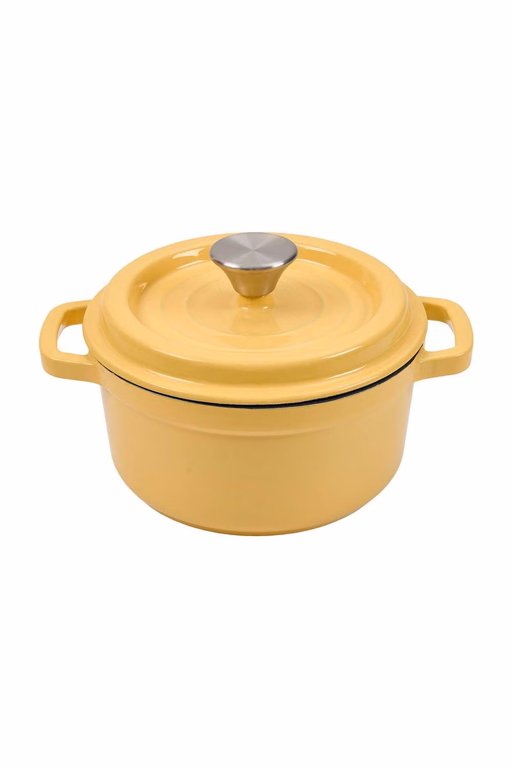 Living and Home Enamelled Cast Iron Dutch Oven Casserole Pot with Glass Lid, Yellow – 3