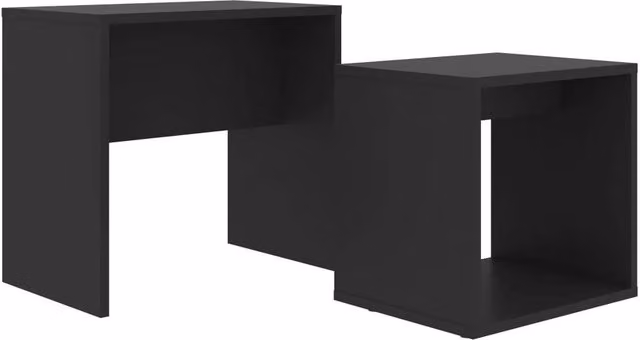 Berkfield Home Black Modern Nested Coffee Table Set in Engineered Wood W/D/H: 48 x 30 x 45 cm