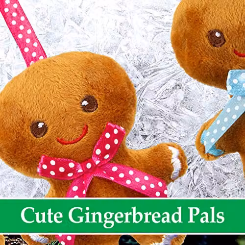VFM Gingerbread Mini Plush Hanging Christmas Animal Decorations, Pack of 4, Multi-Colour – 6