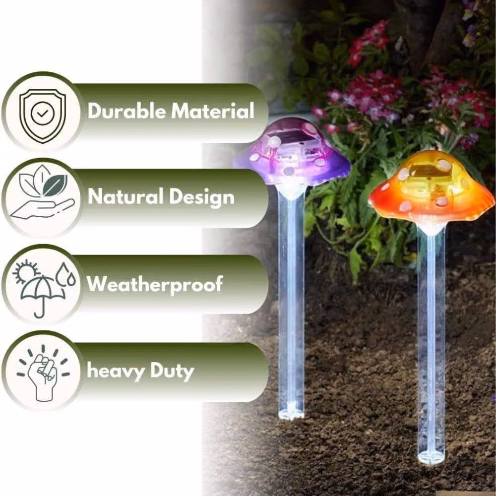 Marco Paul 4pc Multicolour Solar Mushroom Garden Stake Light Set – 3