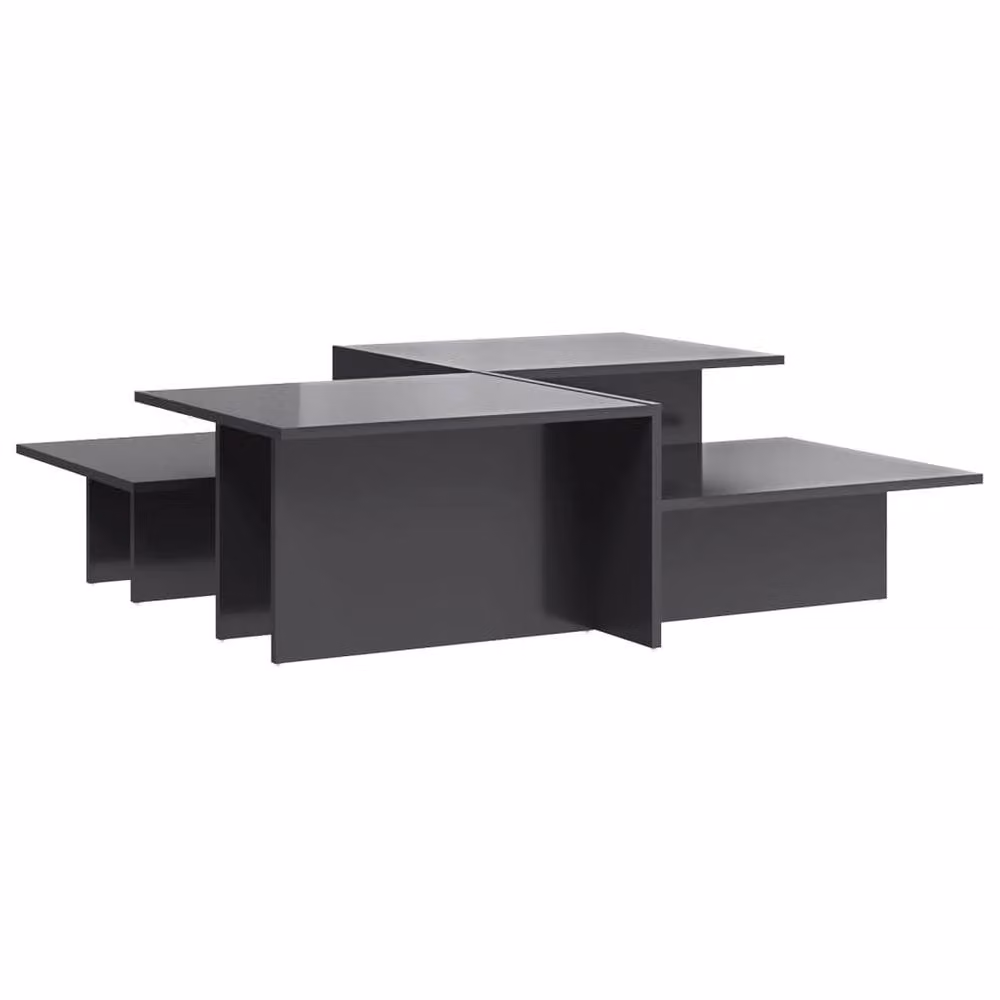 Berkfield Home Set of 2 High Gloss Grey Nested Coffee Tables in Engineered Wood – 2