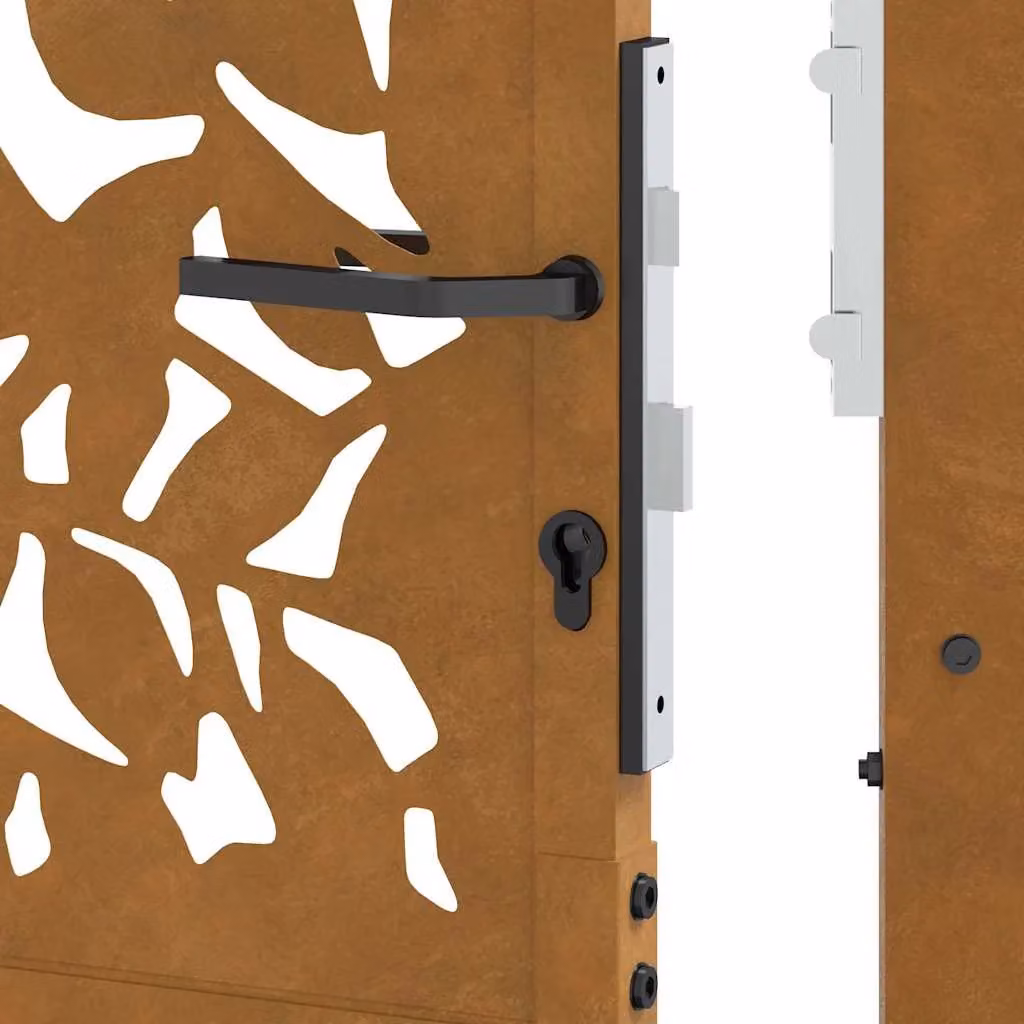 Berkfield Brown Weathering Steel Garden Gate with Leaf Design, W/H: 105 x 105 cm – 4
