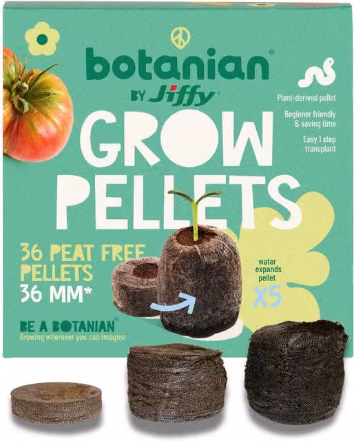botanian BY Jiffy 36mm Peat-Free Coir Seed Pellets, Pack of 36 Biodegradable Starter Plugs - Beige