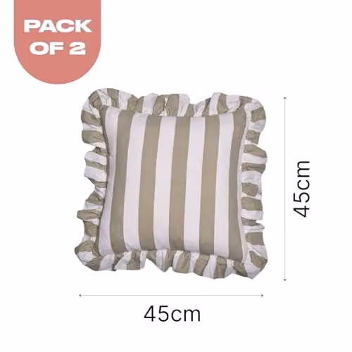 OHS Striped Frill Cushion Covers, 2 Pack, Green, W/D/H: 45 x 45 x 45 cm – 4