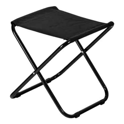 Harbour Housewares Black Canvas Folding Stool for Adults, W/D/H: 35 x 35 x 27.5 cm