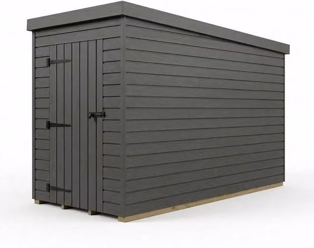 Buttercup Farm Grey Composite Pent Garden Shed with Single Door and No Windows W/D/H: 122 x 274 x 210 cm