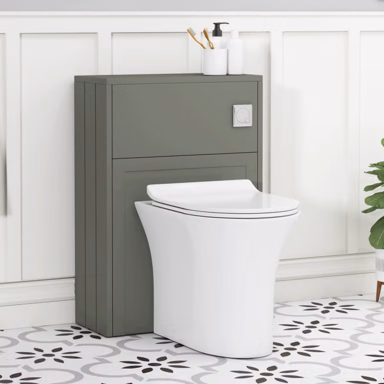 Royal Bathrooms Elmore Matte Green BTW WC Unit with Breeze Rimless Ceramic Toilet Pan, Slim Soft Close Seat and Cistern, Width: 55 cm
