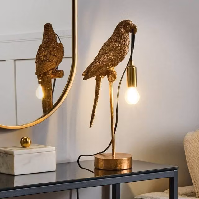 Wyld and Coco Gold Parrot Polyresin Table Lamp – 1