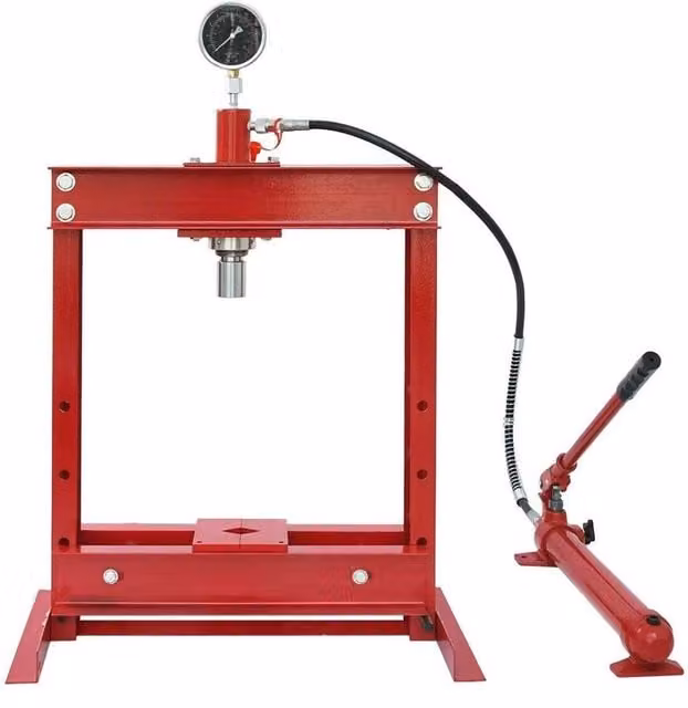 FLAVORA 12 Ton Hydraulic Shop Press with Gauge, Red