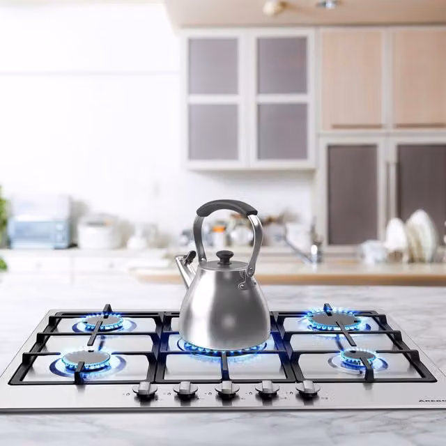 AREBOS Silver Stainless Steel Gas Hob with Grates