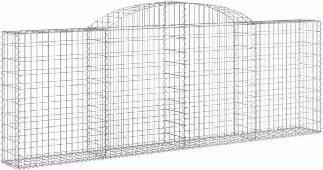 Berkfield Home Decorative Arched Gabion Baskets, 3 Piece Set, Silver Galvanised Steel, W/D/H: 300 x 30 x 100/120 cm