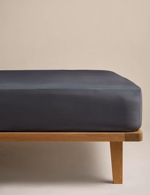 M&S Egyptian Cotton Deep Fitted Sheet, Charcoal Grey, W/D/H: 140 x 200 x 30 cm