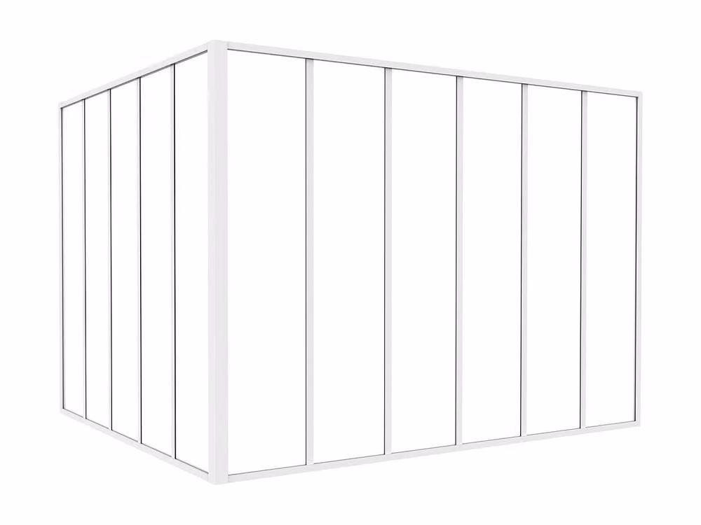 Vente-unique Corner Studio Glass Panelling in Powder-Coated White Aluminium, W: 150 cm, L: 180 cm – 2
