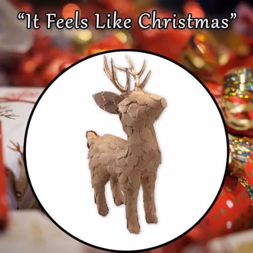 VFM e-Store Gold Christmas Standing Deer Decoration, H 34 cm x W 8 cm x D 8 cm – 6