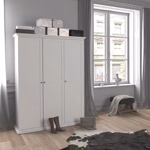 Furniture To Go Paris Wardrobe with 3 Doors in White, H 200.6 x W 106.89 x D 60.5 cm – 4
