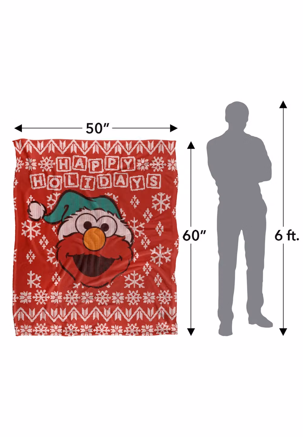 Sesame Street Elmo Ugly Christmas Sweater Super Soft Silky Touch Throw Blanket, White, W/D: 152 x 127 cm – 4