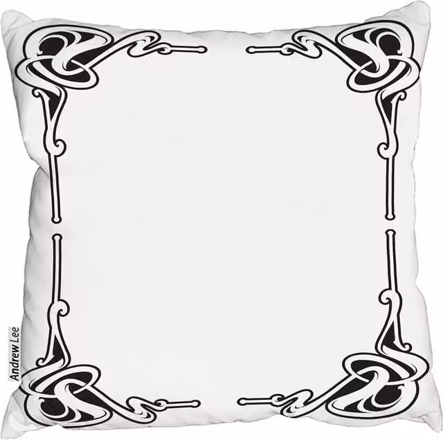 Andrew Lee Modern Graphic Square Decorative Border Cushion in White, W: 60 cm, H: 60 cm