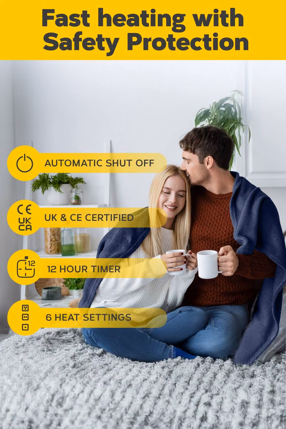Air Pro Heated Throw Electric Blanket with Digital Controller and Timer in Blue, W/D/H: 150 x 200 cm – 10