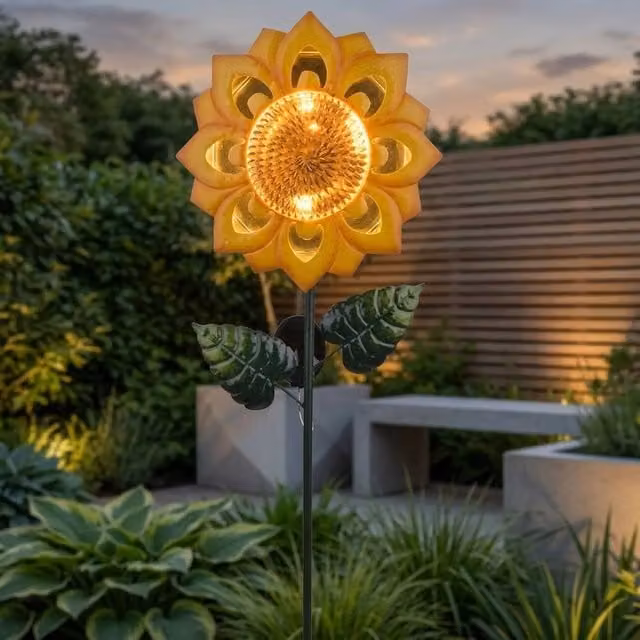 Garden Greatness Lunaria Sunflower Solar Stake Light in Yellow and Multicolour