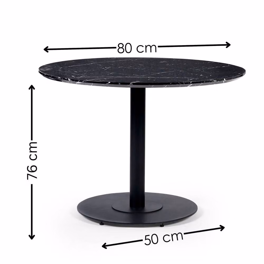 Cheshire Premium Lucerne Round Dining Table, Black, Diameter: 80 cm, Height: 76 cm – 4