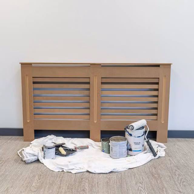 Jack Stonehouse Unpainted Horizontal Line Radiator Cover, Brown MDF, 152 cm