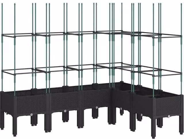 Berkfield Home Garden Planter with Trellis in Black, W/D/H: 160 x 120 x 142.5 cm – 1