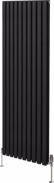 Monstershop Oval Column Steel Radiator in Black, H 180 x W 60 x D 25 cm