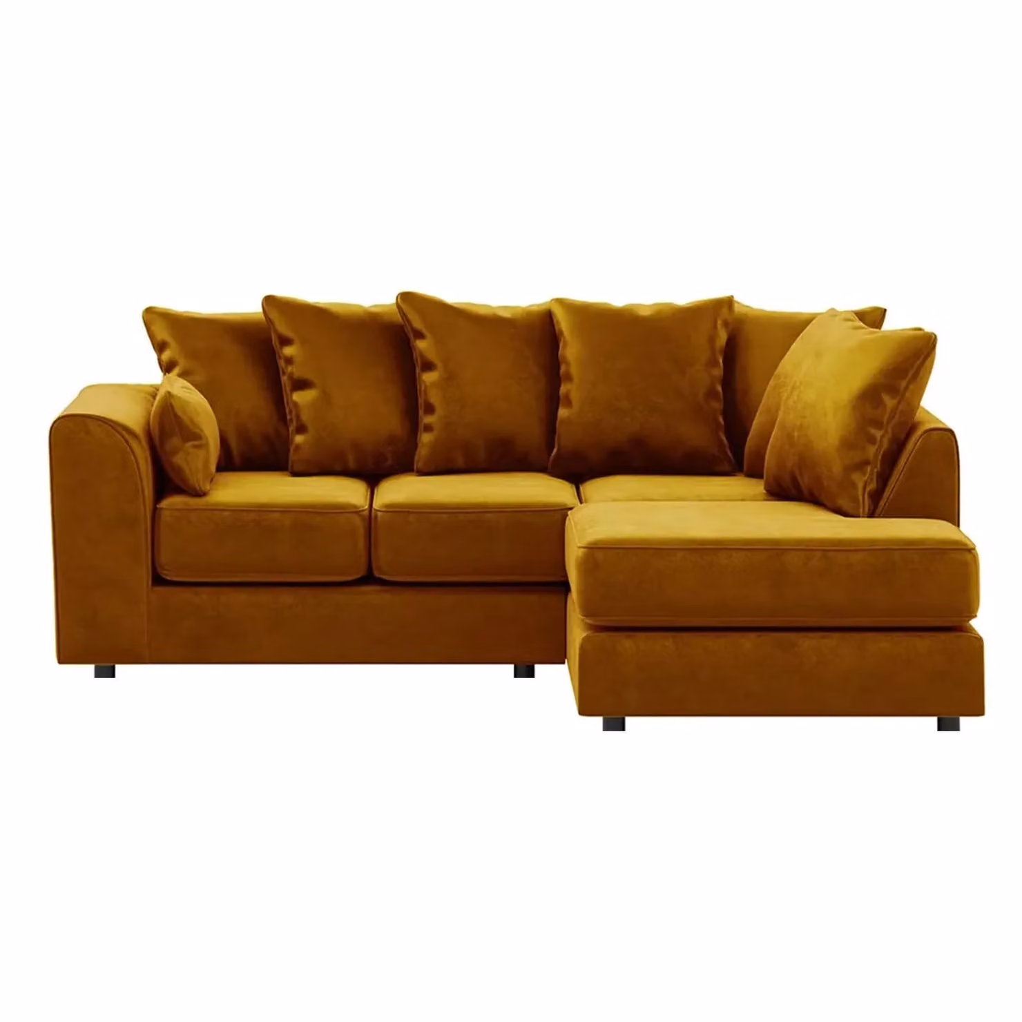 Furnishings For Less UK Brooklyn L Shaped Corner Sofa, 3 to 4 Seater, Right Hand Facing, Gold Plush Velvet – 2