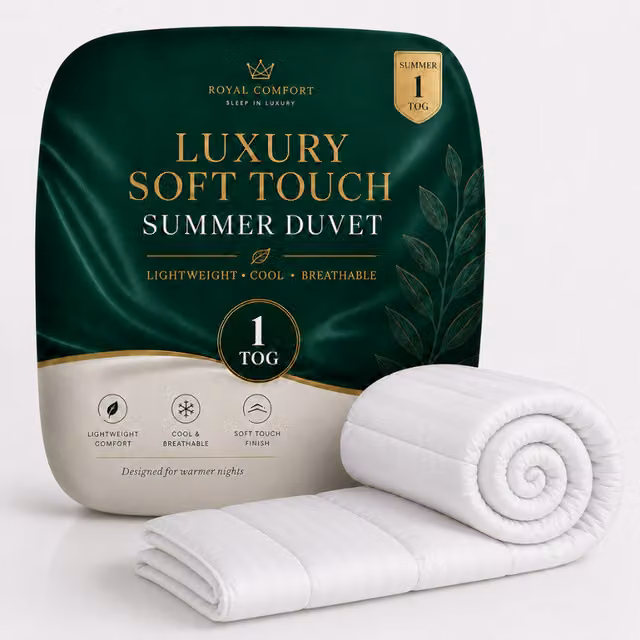 Opulent Home Luxury Soft Touch 1 Tog Summer Duvet in White