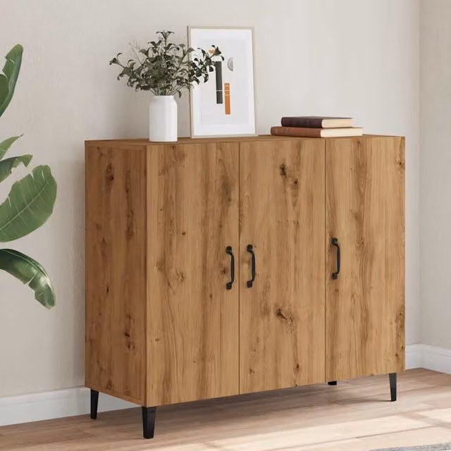 Berkfield Home Artisan Oak Sideboard in Brown, W/D/H: 90 x 34 x 80 cm – 1