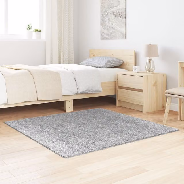 Berkfield Home Grey Shaggy Square Rug with Latex Backing, W: 120 cm, D: 120 cm