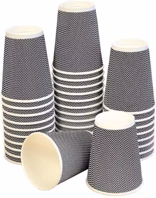 ECONX 50 Pack Disposable 12oz Black 3PLY Kraft Ripple Paper Coffee Cups